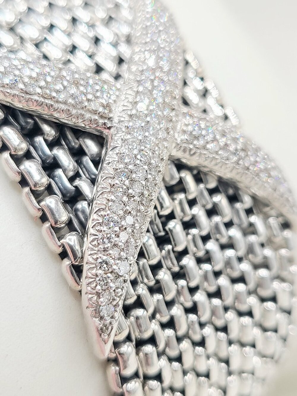 David Yurman Wide Diamond X Pave Box Chain Bracelet - Size Medium - RARE - Picture 6 of 13